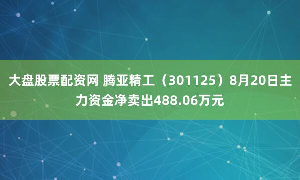 大盘股票配资网 腾亚精工（301125）8月20日主力资金净卖出488.06万元